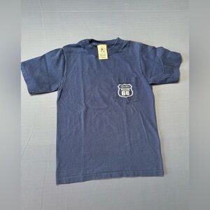 Vintage Route 66 T Shirt Mens small Blue Pocket Faded Sign Logo